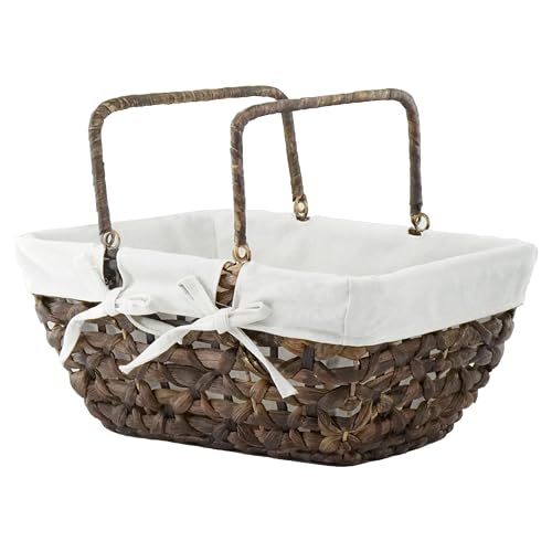 GYASVWU Wicker Picnic Baskets with Handles, Water Hyacinth Basket for Picnic, Wicker Storage Basket for Bread/Flowers/Gift/Wedding/Camping/Farmhouse (Brown) - color: Brown