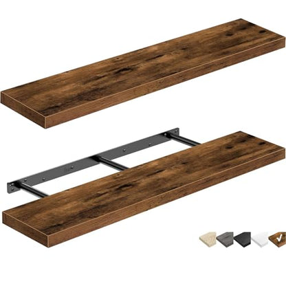 QEEIG Long Floating Shelves for Wall (Brown, Set of 2, 35.4") - color: A. Brown, size: 35.4"