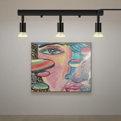Plug in Track Lighting,LED Track Light Fixtures Ceiling,Black 3 Way GU10 Wall Spotlight,Rotatable Track Head, Plug in Ceiling Light Kitchen Hallway Living Room,15 Foot Power Cord(NO Bulb) - color: Black-3 lights