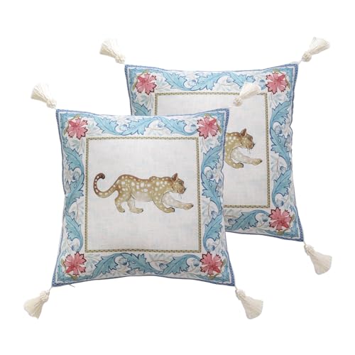 patdrea Designer Vintage Linen Throw Pillow Cover,18"x18",Set of 2-Fromm B - color: Fromm B, size: 18" x 18" (Pack of 2)