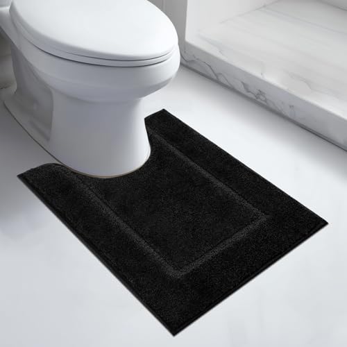 anllugs Bathroom Rugs U-Shaped, 20" x 24" Soft Bath Rugs, Black - color: Black, size: 20" X 24"