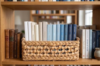 NAYA 15" Water Hyacinth Medium Wicker Shelf Basket with Handles - size: 15.0 x 10.8 x 6.1in