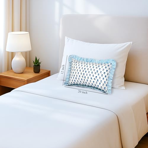 CPC Arctic Blue Block Print Ruffle Sham Pillow Cover 12x20 Inch, Pack of 1 - color: Arctic Blue, size: 20" x 12" (Pack of 1)