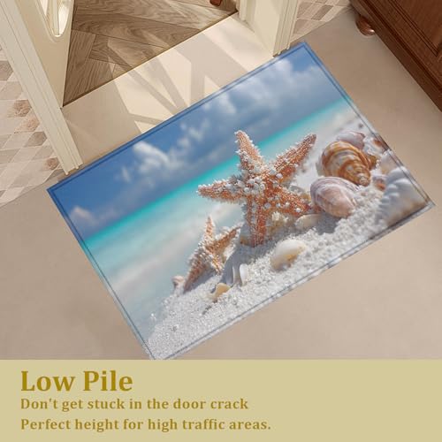 Beach Sea Starfish Bath Mat Rug, Door Mat Doormat Entrance Non-Slip Bathroom Rugs for Entryway Bathroom Kitchen 17 x 30 Inch - color: Beach Sea Starfish