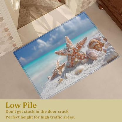 Beach Sea Starfish Bath Mat Rug, Door Mat Doormat Entrance Non-Slip Bathroom Rugs for Entryway Bathroom Kitchen 17 x 30 Inch - color: Beach Sea Starfish