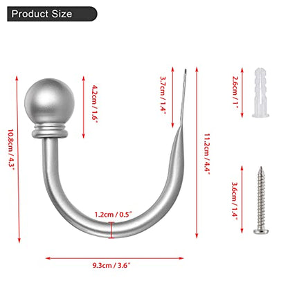 Sumnacon Curtain Holdbacks 4 Pcs Wall Mounted Curtain Tiebacks, Silver - color: Silver