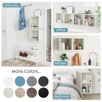 Kaboon Cube Floating Shelves Set2, Display Shelves Wall Mount 7.75" D x 12.5" W x 12.5" H, (Sea Salt, Square 2 Cubes) - color: Sea Salt, size: Square-Set2