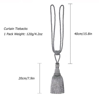 BEL AVENIR 4 Pack Curtain Tiebacks Tassel Drapery Tie-Backs Rope Holdbacks - color: Silver, size: 4 Pack