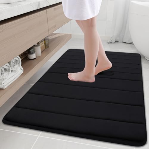 Buganda Memory Foam Bath Mat 40 x 32, Ultra Soft Absorbent Bathroom Rugs - color: Black, size: 40" X 32"