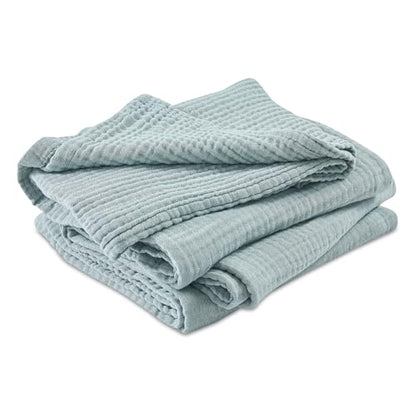EMME Muslin Cotton Blanket Adults Heather Teal Throw XL 50"x70" - color: 02 - Teal, size: Large Throw (50" X 70")