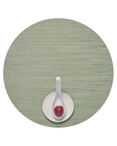 Chilewich Bamboo Placemats Set of 4, Round Woven Placemats - color: Spring Green, size: 15" Round