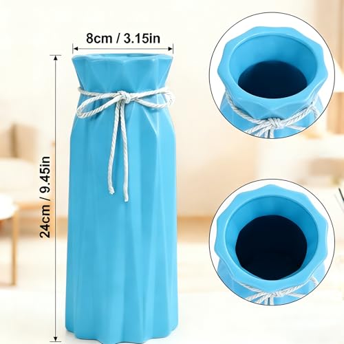 Disoza Ceramic Flower Vase Modern Home Decor Vases for Centerpieces Blue Minimalist Farmhouse 9.5" H x 3.9" W Cute Decorative Vases Flowers Tulip Pampas Grass Vase for Table Bathroom Shelf - color: #a 9.5" Tall Blue Vases for Living Room Decor