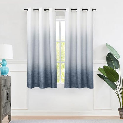 Central Park Ombre Semi Sheer Curtain, Cream White to Indigo, 40" Wx63 Lx2 - color: Indigo Blue, size: 40"W x 63"L (Pack of 2)