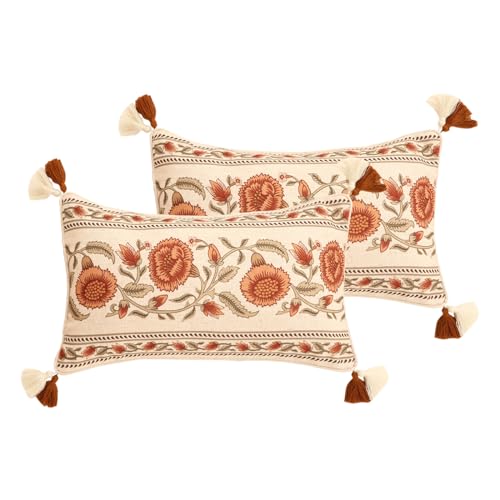 ISAENNE Designer French Rectangle Throw Pillow Cover,Set of 2,20"x12" - color: Albano C, size: 20" x 12" (Pack of 2)