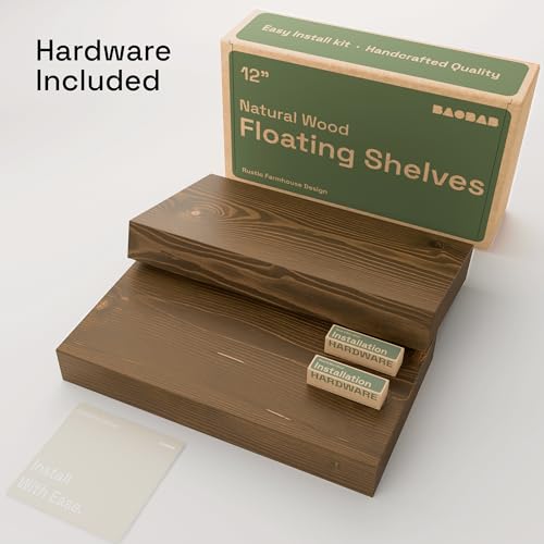 Solid Wood Floating Shelves for Wall 12 Inch Walnut, Small Wooden Shelf - color: Walnut, size: 12 Inch