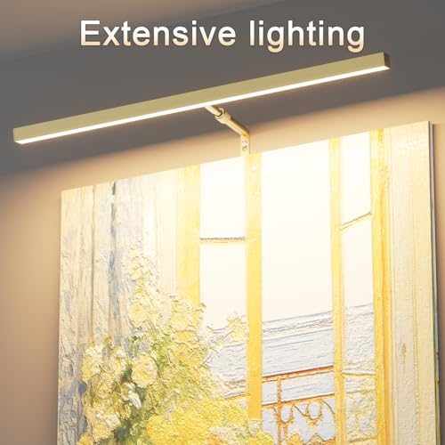 24" LED Picture Light Plug in, 9W Gold Art Light - color: Gold, size: 24 inch