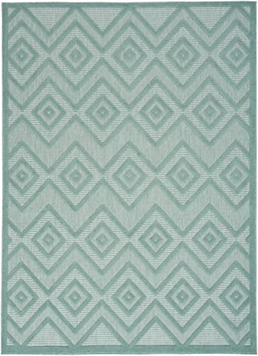 Nourison Home Versatile Aqua Teal 4' x 6' Area Rug - Easy Clean, Non Shedding, Bed Room, Living Room, Dining Room, Kitchen (4' x 6') - color: Aqua Teal, size: 4' x 6' (Rectangular)
