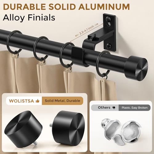 Heavy Duty Curtain Rods for Windows, 36-184 Inch, Matte Black - color: Black, size: 36''-184'' (1 Pack)