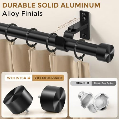 Heavy Duty Curtain Rods for Windows, 36-184 Inch, Matte Black - color: Black, size: 36''-184'' (1 Pack)