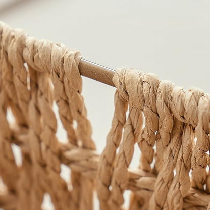 GIB Small Wicker Woven Storage Baskets for Organizing with Handle and Liner - color: Beige-Rectangluar