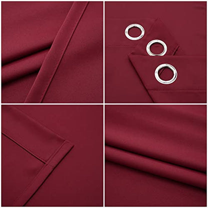 Pickluc Grommet Blackout Curtains for Bedroom and Living Room 2 Panels Set, Thermal Insulated Room Darkening Curtains, Burgundy Red, 42 x 54 Inch - color: Burgundy Red, size: 42"W x 54"L (Pack of 2)