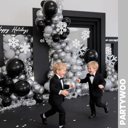 PartyWoo Black and Silver Balloons 66pcs 12 Inch Black Silver Balloons - color: Black-3323