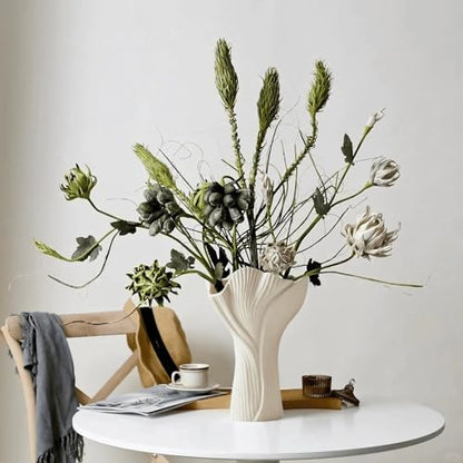 Ceramic Vase for Home Decor, Matte Beige Modern Farmhouse Vase