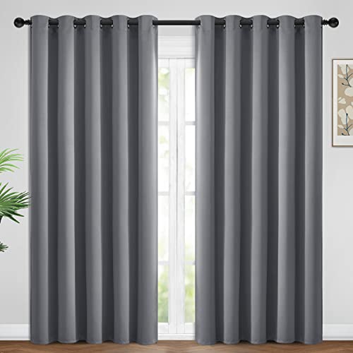 Yakamok Grey Room Darkening Curtains 62x84 inch Gray Grommet-Living Room - color: Grey, size: 62"W x 84"L (Pack of 2)