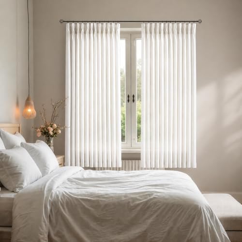 Pinch Pleat 70 inch Long Linen Curtains 2 Panels Set for Window - color: Natural Linen, size: 40"W x 70"L (Pack of 2)