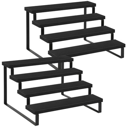 YINMIT Wooden Display Riser Stand, Tiered Perfume and Cologne Organizer Stand, 4 Tier Spice Rack Organizer, Rustic Display Shelf for Candles (4 Tier,2Pack,Black) - color: 4 Tier,2 Pack,Black