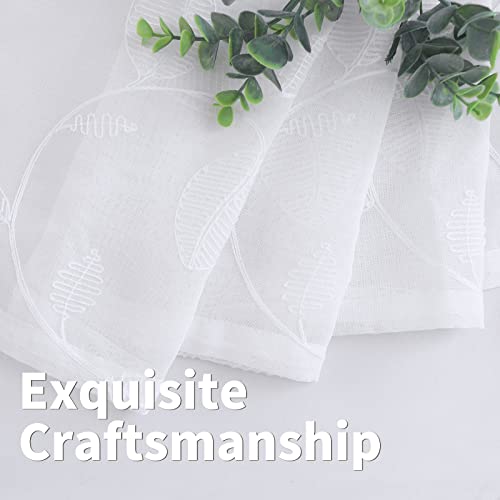 BGment White Sheer Curtains 84 Inches Long 2 Panels - color: White-leaf, size: 52"W x 84"L (Pack of 2)