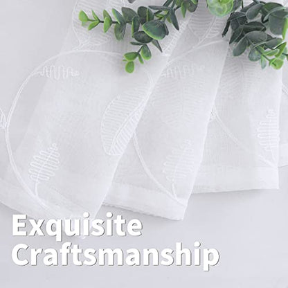 BGment White Sheer Curtains 72 Inches Long Living Room 2 Panels - color: White-leaf, size: 42"W x 72"L (Pack of 2)
