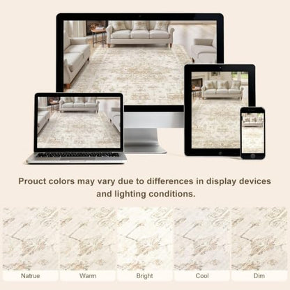 9x12 Area Rugs for Living Room: Washable Neutral Soft Beige Rug - color: Beige, size: 9' x 12' (Rectangular)