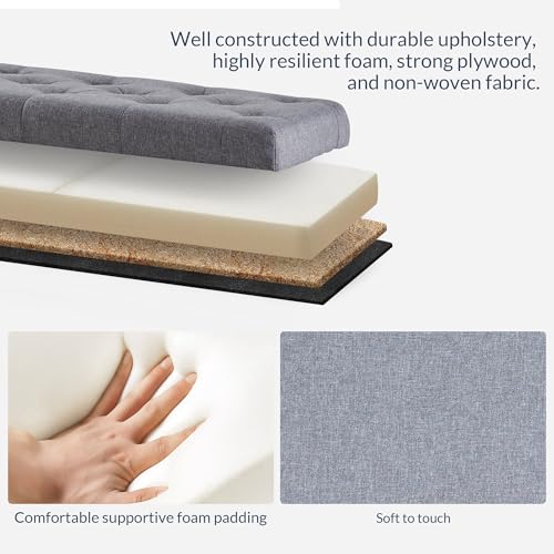 BELLEZE Storage Ottoman, Tufted Ottoman with Close Hinge, Foot Rest for Living Room (Gray, 47 inch) - color: Gray a