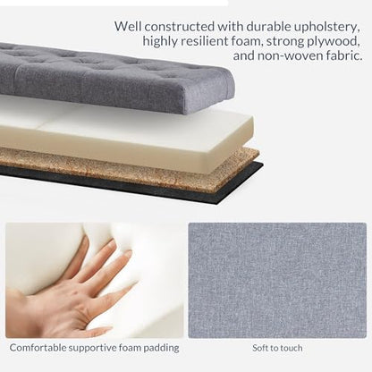 BELLEZE Storage Ottoman, Tufted Ottoman with Close Hinge, Foot Rest for Living Room (Gray, 47 inch) - color: Gray a