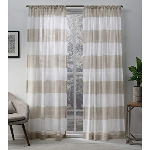 Exclusive Home Darma Sheer Linen Rod Pocket Curtain Panel Pair, 50"x84", Linen, 2 Piece - color: Linen, size: 50"W x 84"L (Pack of 2)