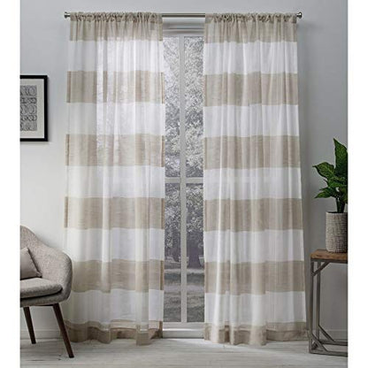 Exclusive Home Darma Sheer Linen Rod Pocket Curtain Panel Pair, 50"x84", Linen, 2 Piece - color: Linen, size: 50"W x 84"L (Pack of 2)