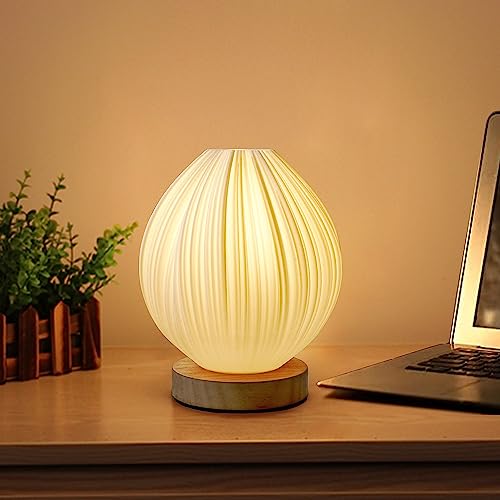 Lotus Small Table Lamp, Vintage Pleated Night Light for Bedside & Decor - color: Warm-Lotus