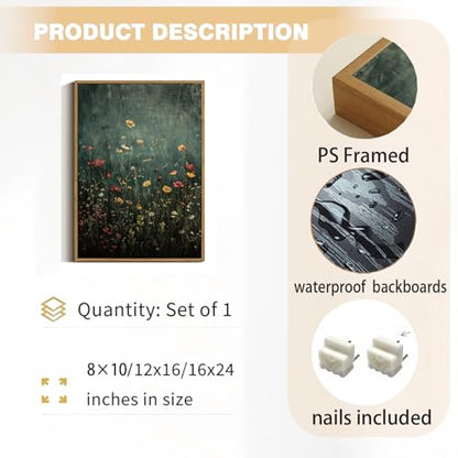 Green Wildflower Framed Canvas Wall Art 16x24 inch - color: Wildflower-green, size: 16"x24" Natural