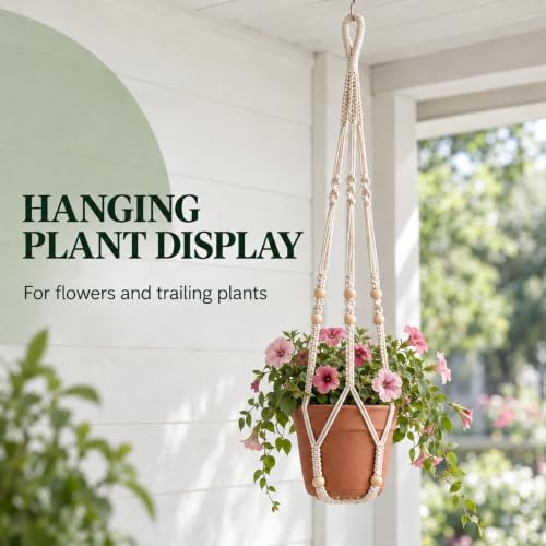 2 Pack Macrame Plant Hanger, 36 in Ivory Hanging Planter Holder
