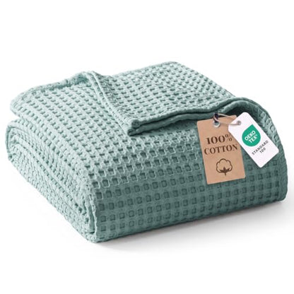 Exclusivo Mezcla 100% Cotton Blanket Full Size for Bed, Dusty Mint - color: Dusty Mint, size: Full (80" x 90")