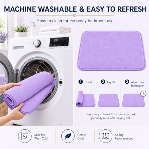 RUN HELIX Bathroom Rugs Sets 3 Piece, Soft Absorbent Memory Foam Bath Mats Set, Dry Fast Bath Mat, Machine Washable Bath Rug Set for Bathroom （Lilac） - color: Lilac
