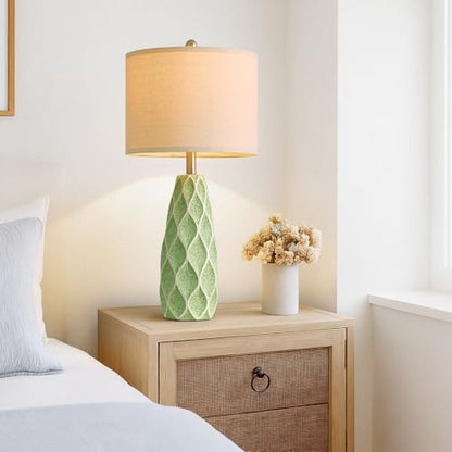 Ceramic Table Lamps Set of 2, 27.5" Green Lamps for Bedroom Living Room - color: Green, size: Large - 27.5’‘