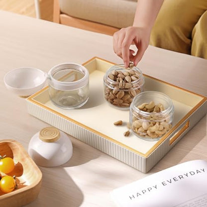 SANZIE Leather Tray Desktop Storage Organizer, Rectangle Valet Tray, White - color: White Holder