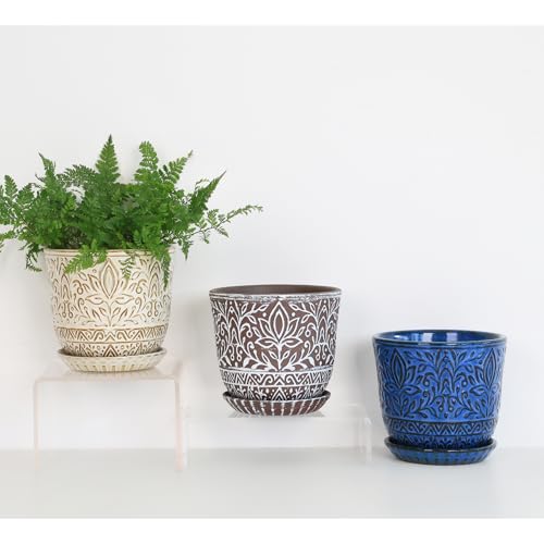 Gepege Ceramic Plant Pots, 6 Inch Indoor Planters with Drainage & Saucers - color: White-a, size: 6 Inch - Set of 2