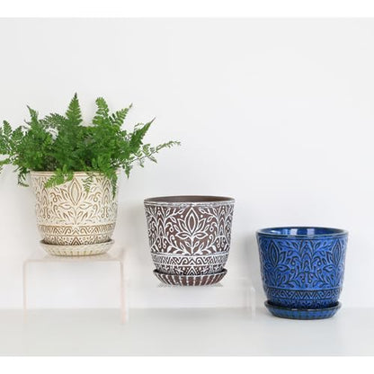 Gepege Ceramic Plant Pots, 6 Inch Indoor Planters with Drainage & Saucers - color: White-a, size: 6 Inch - Set of 2