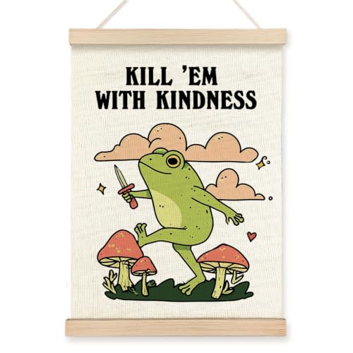 VGXKJIIOD Funny Retro Frog Meme Wall Art Decor 12x16 Hanging Poster - color: Frog