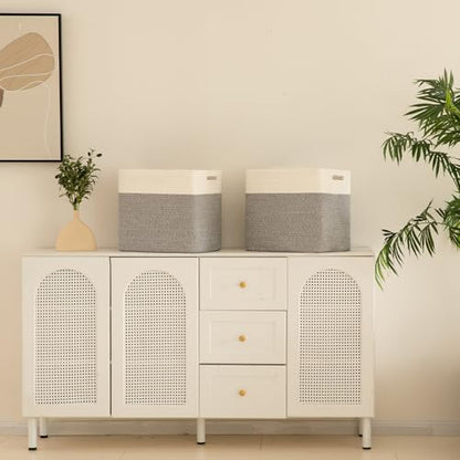 OIAHOMY 2 PACK Tall Storage baskets 55L Blanket Basket Living Room Grey - color: Grey, size: 16.5" x 13" x 15"