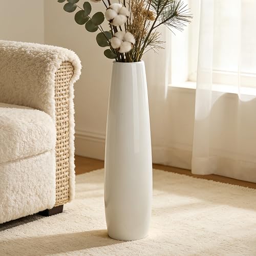 White Tall Ceramic Floor Vase, 24 Inch, Minimalist Design - color: Shape 1, size: 24 Inch