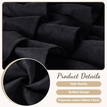 FUANGUI Ruffled Valance Curtain 52" W x 18" L Pleated Kitchen Valance - color: Black, size: 52"W x 18"L (Pack of 1)